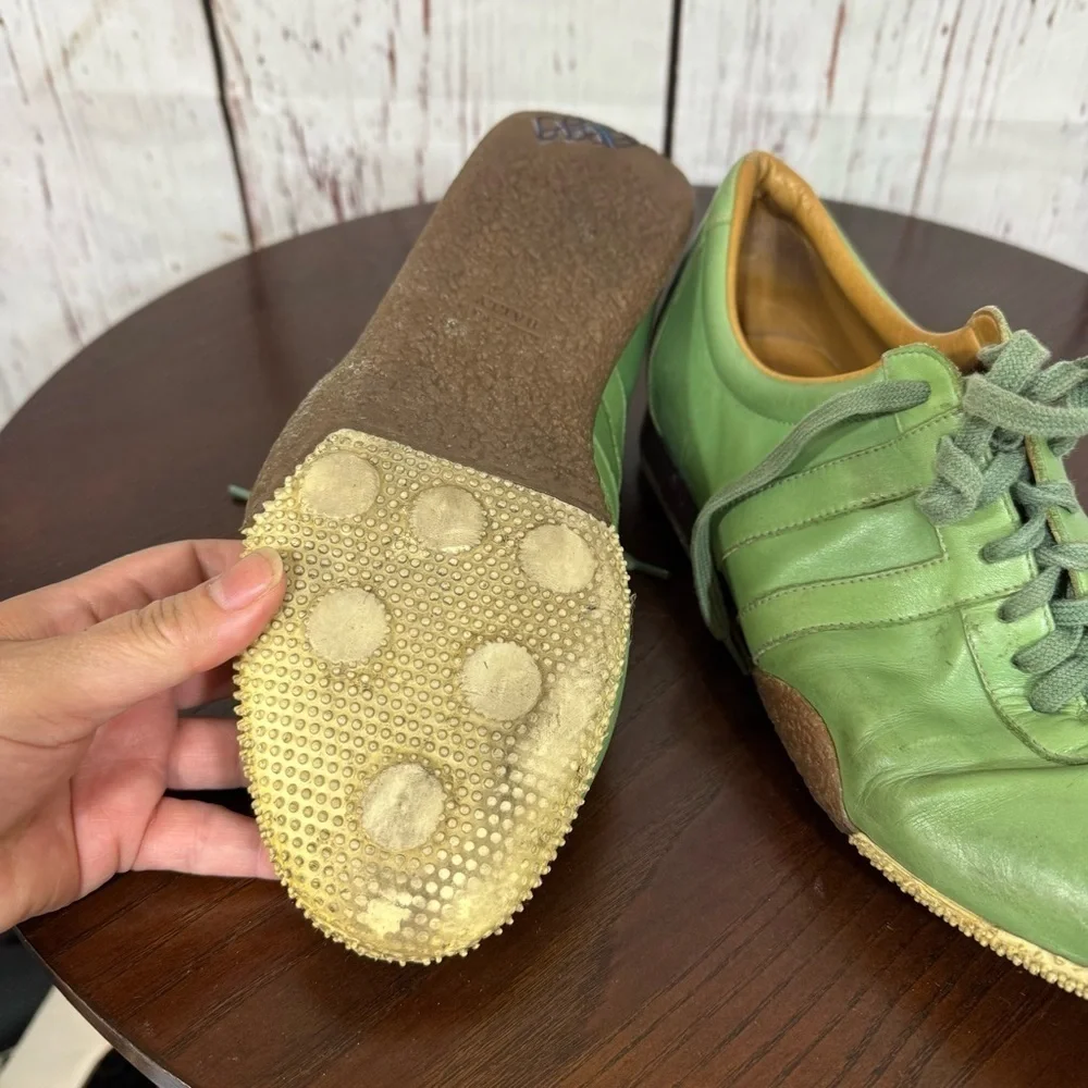 BALLY Green Leather Men's Sneakers in size 8E